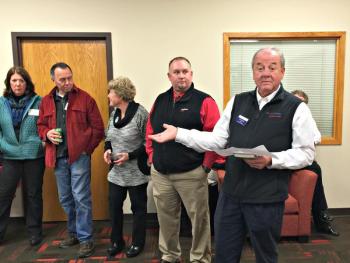 Russell Brackett introduces business owners and talks about the purpose of Business After Hours. KATRINA CLARK/Boothbay Register
