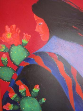 Barbara Fischer Eldred’s “Spirit Woman” in acrylics. A retrospective of this East Boothbay artist’s work will be held at Studio 53 in Boothbay Harbor Jan. 2-4. Barbara Fischer Eldred