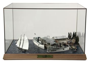 7. Circa 1918 cased diorama depicting Maine Central RR ferries, “Moosehead” and “Pemaquid” in action. Circa 1918 cased diorama ME Central RR ferries