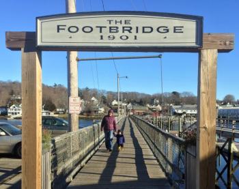 Judy Beaudry and her grandson, Jack Clark, from Portland, took advantage of a mild January day and came to enjoy a walk around Boothbay Harbor. SUZI THAYER/Boothbay Register