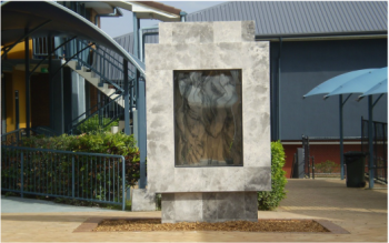 Bettinson’s “Thomas” image, used for this work in the courtyard of the new Church of St Thomas, in Camp Hill, Brisbane, installed in 2013. Image from church website