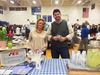 Linekin Bay Resort and Newagen Seaside Inn representatives Alyssa Allen and Tyler Tibbetts were hoping to connect with students looking for jobs as sailing instructors and restaurant workers. SUZI THAYER/Boothbay Register