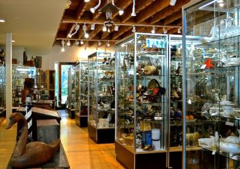 Showcase Antiques Gallery features 75 sparkly clean glass showcases full of antiques, art and collectibles. Courtesy of Showcase Antiques Gallery