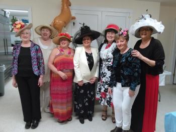 Kentucky Derby party committee members, from left, Mary Connelly, Alice Grant, Debbie Graves, Joy Ward, Irene Fowle, Gladys Beane and Jane Good. Not pictured: Margaret Perritt. JANE CARPENTER/ Boothbay Register