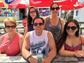 Denise and Roger Mencarini and Paige Grenkiewicz, front, and Brynn and Jamie Grenkiewicz, rear, from Rhode Island. SUZI THAYER/Boothbay Register
