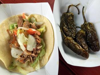 A choritzo taco and some fried jalapenos. SUZI THAYER/Boothbay Register
