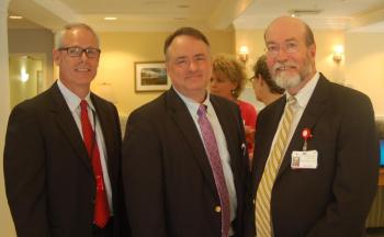 LincolnHealth officials from left Loriman Looke,
Scott Shott and James Donovan. ART MAYERS/Boothbay Register