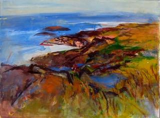 Elena Jahn “Monhegan, Lobster Cove” 20 x 23 casein (acrylic). Elena Jahn “Monhegan, Lobster Cove”