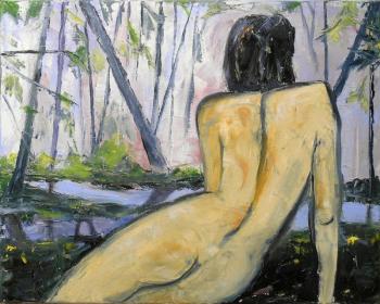 “Shifting slightly to one side she surveyed the morning sky” 16 x 20 oil by Lynne Seitzer/Joy to the Wind Gallery Lynne Seitzer/Joy to the Wind Gallery