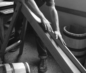 Ed Lutjens, owner and founder of the Portland Barrel Company, is pictured here making staves for his barrels which are highly sought after by Maine’s growing spirit, wine and beer industry. Lutjens is just one of many master Maine artisans featured in the Museum’s new Artisan Days program. Courtesy photo