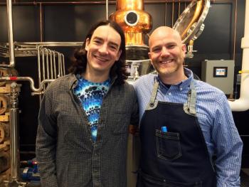 Topher Mallory, left, and Matt Page will open the doors to their new organic distillery in Newcastle on July 1. SUZI THAYER/Boothbay Register