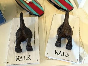A hook for a dog leash features a cast iron rear end of a dog, with the tail as the hook. Find one at The Footbridge Shop. SUZI THAYER/Boothbay Register