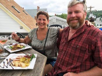 Ruth Kimball and Ernest Foote were at Boathouse Bistro for lunch on July 29. In town for a week, they had eaten raw oysters at Mine Oyster three times. SUZI THAYER/Boothbay Register