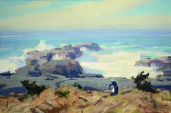 Twentieth century artists included in the upcoming show at Wiscasset Bay Gallery includes Jay Hall Connaway. Above is his “Summer Seas, Monhegan,” oil on board, 24” x 36.” Courtesy of the gallery Jay Hall Connaway “Summer Seas””