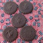 The chocolate medallions made by Boothbay Harbor shop And Candy Too! that benefit the Travis Mills Foundation to help wounded veterans. Courtesy of Sarah Fahnley.