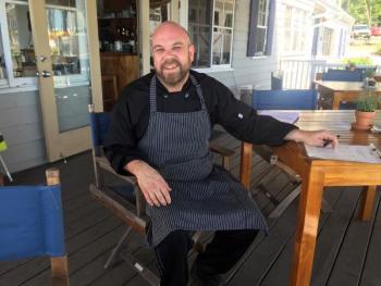 Brian Hough, executive chef at Linekin Bay Resort, make his own rules, and salt. SUZI THAYER/Boothbay Register