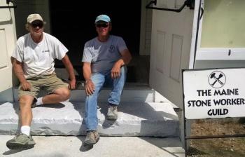 How sweet it is! Installation of new granite steps of the 1847 Town Hall at Boothbay Railway Village Museum Aug. 25, 2016 ... CHECK!
Boothbay Railway Village Museum, Boothbay ME