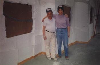 Elaine and her favorite mason who helped her build the walls of the aquarium. Courtesy of Elaine Jones