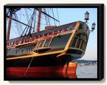 This shot of the H.M.S. Bounty was photographed by Joe Orchulli II during his years as a photojournalist with the Boothbay Register. Orchulli had also been a crew member on the Bounty a decade or so ago. It is one of his 33 images on display at the Boothbay Harbor Memorial Library, part of a silent auction Orchulli offered to do to benefit the library. HMS Bounty