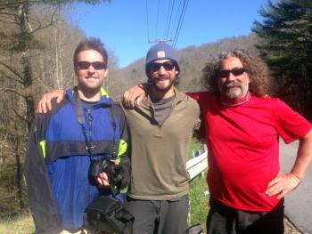Ryan Leighton, left, and Karl and Steve Berger hiked 480 miles of the Appalachian Trail together in the spring of 2015. Leighton’s documentary, ‘Walking Home,’ will be shown at the Harbor Theater on Sept. 8, as part of Boothbay Harbor Fest. Courtesy of Ryan Leighton