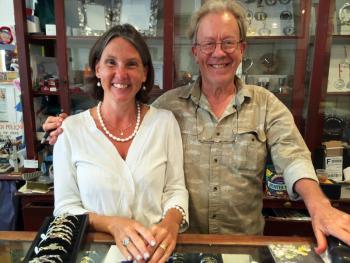 Sarah Lucas, a longtime employee at A Silver Lining, and owner Tony Heyl. SUZI THAYER/Boothbay Register