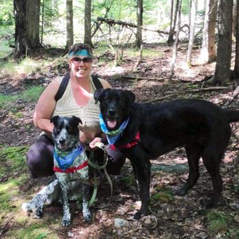 Renee Coombs with two of her dogs, Basil and Jordi. Courtesy of Renee Coombs