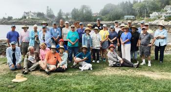 The participating artist/brush wielders were: Kathy Baribeau, Brad Betts, Geoff Bladon, Jane Brennan, Ed Buonvecchio, John Butke, Fran Butsavich, Ken Carlson, Ted Charron, Sue Clark, Ken DeWaard, Julia Durgee, Erin McGee Ferrell, Claudette Gamache, Sandra Garrigan, Sara Gray, Stephan Giannini, Roberta Goschke, Bob Grant, Ken Harvey, Hai Ou Hou, Carol Jessen, Ruth Kaldor, Sue Heil Kibbe, Renee Lammers, Suzanne Marinell, Bruce MacDonald, Corinne McIntyre, Bruce McMillan, Roger Milinowski, Gail Morrison, Carole Palmer, Jorge Pena, Hugh Phipps, Diane Randlett, John Seitzer, Kevin Tacka, Tony van Hasselt, George Van Hook, Jean Wyman, Peter Yesis, Susan Zimmerman. The event was included in the Harbor Fest Stroke of Art event. Courtesy of Corinne McIntyre PAPME and OPA at the Great Paint Out E Boothbay ME Sept 7