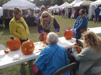 The Boothbay Railway Village’s Fall Foliage Festival on Columbus Day Weekend features a pumpkin carving contest on Sunday, Oct. 9 open to kids, adults and professional artists. Courtesy photo