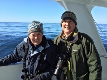 A couple from just north of London, Gwyn and Audrey Williams, came to Maine in hopes of seeing a whale. SUZI THAYER/Boothbay Register