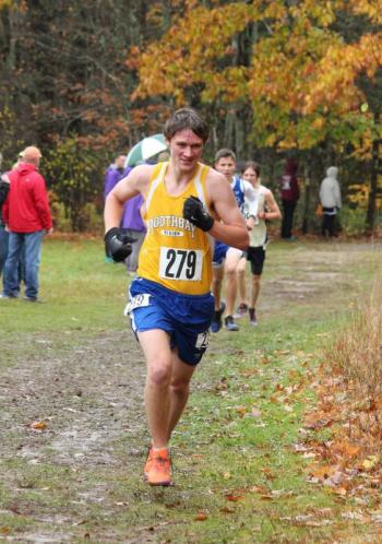 Kyle Ames finished first for BRHS boys and ninth overall at the Southern Regional Championship race. SUE MELLO/Boothbay Register