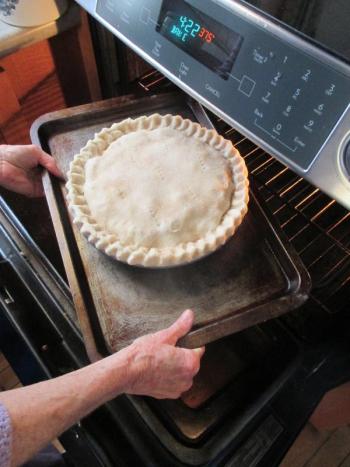 Bake at 375 degrees for about an hour, or until the crust is golden brown. PHIL DI VECE/Wiscasset Newspaper