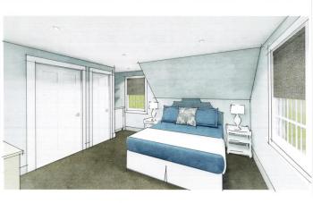 Imagery of a guest room at the Russell House Bed & Breakfast. Courtesy of Knickerbocker Group