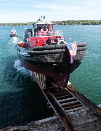 The Maxwell Paul Moran hits the water for its first time. Courtesy of E. Frank Johnson