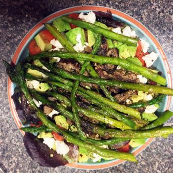 You can throw anything you like on a hot salad. Here’s one with roasted asparagus. SUZI THAYER/Boothbay Register