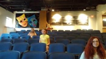 A refurbished BRHS auditorium, just in time for “Little Women.” From left, Sierra Murray, Natalia Gosselin and Ciara Pitcher. MORGAN CALLAN ROGERS/Boothbay Register