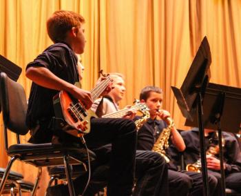 Grades seven and eight band students perform. DIANE DORBIN/Boothbay Register BRES/BRHS Holiday Band Concert
