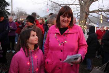 Caroling on the library lawn. DIANE DORBIN/Boothbay Register Harbor Lights Festival, Carols