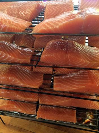 Salmon fillets ready for the smoking. Courtesy of Jon Lewis