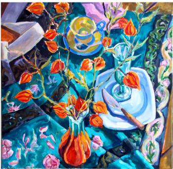 “Chinese Lanterns” by Priscilla McCandless on exhibit at Savory Maine beginning Dec.8. Courtesy of Grace Goldberg Priscilla McCandless