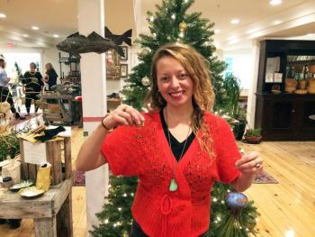 Brooke Hoerner holds some of her curiosities at Ae Ceramics Home Store in Boothbay Harbor. Courtesy of Alison Evans