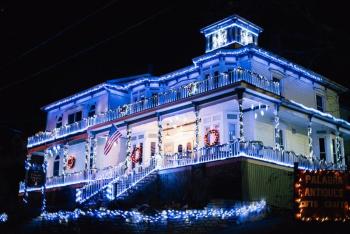 Captain Sawyer’s B & B on Commercial Street is in the running for the Gardens Aglow Lighting Contest. Courtesy of Cody Barry