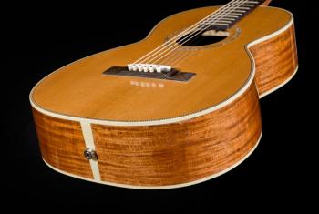 A Big Wave Guatemalan rosewood parlor guitar. Courtesy of Mike Gerstner Big Wave Guitars, parlor guitar