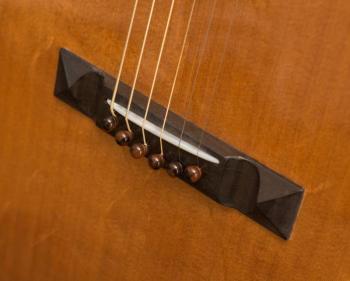 Ebony pyramid bridge. Mike Gertsner photo Big Wave Guitars