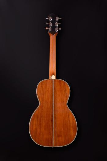Back of a Big Wave Guatemalan rosewood parlor guitar. Mike Gertsner photo Big Wave parlor guitar