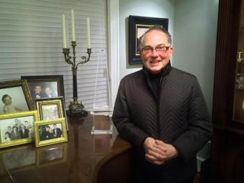 Ron Sanchez with his Design Excellence Award in the music room at his home in Wiscasset. SUZI THAYER/Boothbay Register