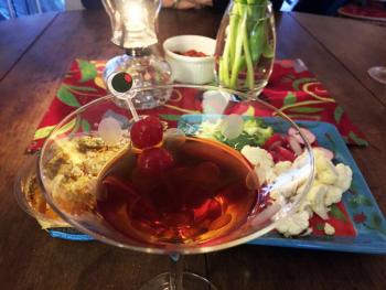 Tom Witt made manhattans to make the lasagna taste even better. SUZI THAYER/Boothbay Register