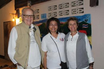 Chuck Koch visits the new Chiang Khong Sunflower House. Here Koch poses with Chiang Khong Sunflower House Director Puangthon “P’Too” Takan and FTD co-founder Jane McBride. Courtesy photo