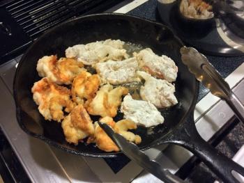 Huge shrimps, frying. SUZI THAYER/Boothbay Register
