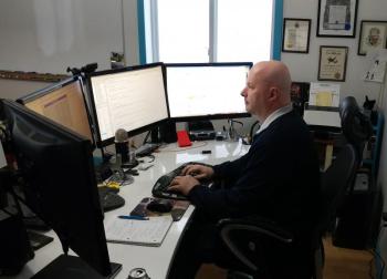 Stuart Smith develops software for his company, Seguin Software. Courtesy of Stuart Smith