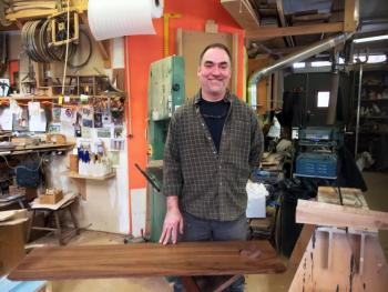 Eben Blaney in his studio in Edgecomb. SUZI THAYER/Boothbay Register